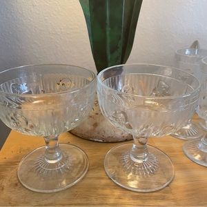 Iris and Herringbone Depression Glass - 2 Sherbet Glasses
